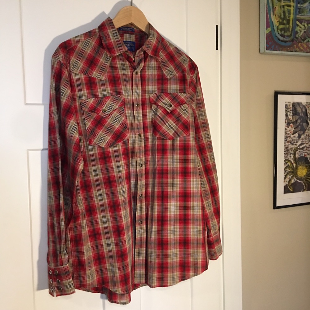 Pendleton plaid snap button shirt size L